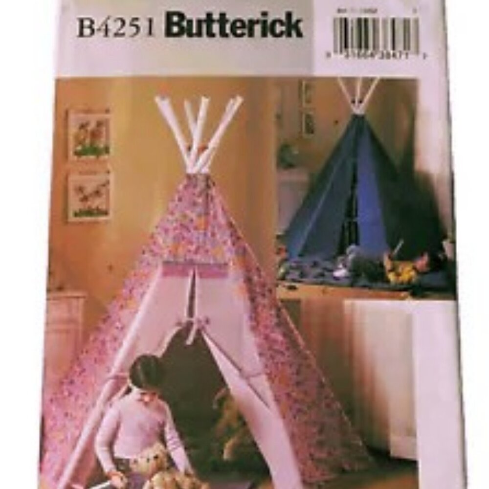 Butterick B4251 Child's Indoor Tent & Cushion Mat Sewing Pattern, Tepee Style